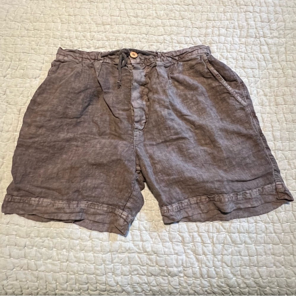Men's 100% Linen Shorts Brown